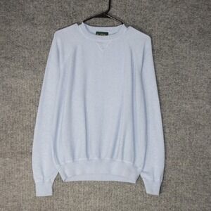 Alan Paine Sweater Womens M Light Blue Cotton Silk Cashmere Blend Knit Crewneck